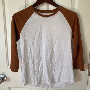 White and Brown Raglan Sleeve Shirt